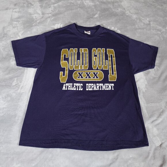 Solid Gold Miami Strip Club T Shirt Mens XL Parody Navy Blue Y2K - Picture 1 of 7